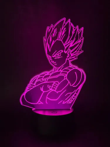Vegeta Dragon Ball Lámpara Led Luz Ilusión 3d Principe