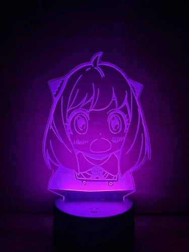 Anya Forger Spy X Family Lampara Led 3d Anime Decoración Negro