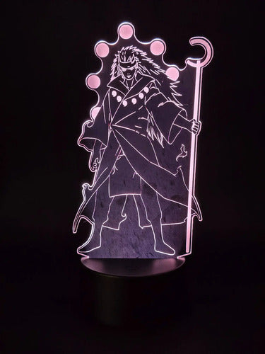 Madara Uchiha Sennin Lampara Led Ilusión 3d Naruto Anime Base Negra