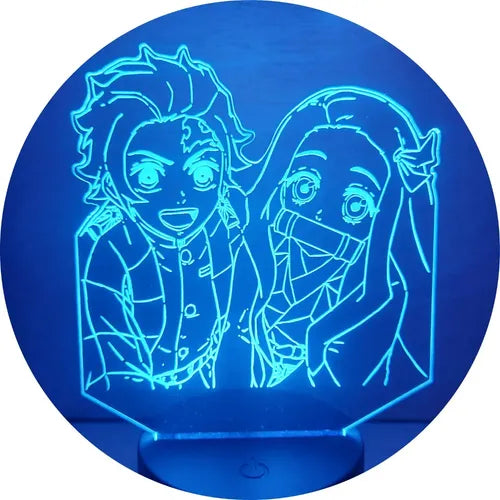 Lámpara Led Tanjiro Y Nezuko  Demon Slayer  Art Line