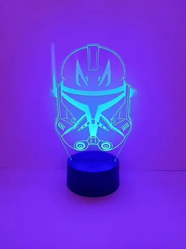 Lampara Led 3d Stormtrooper Star Wars Negro Base Multicolor (led Cambia Color, Mostrado Verde)