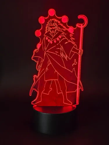 Madara Uchiha Sennin Lampara Led Ilusión 3d Naruto Anime Base Negra