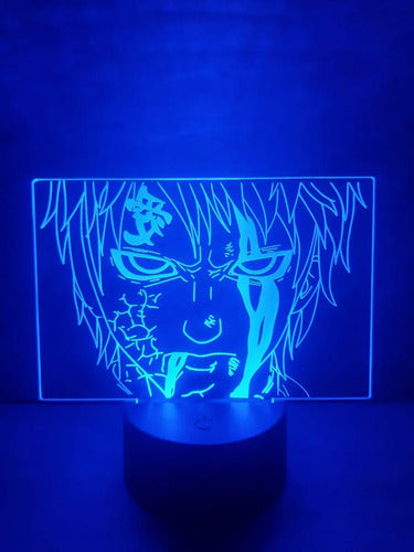 Gaara Lampara Led Ilusión 3d Naruto Decoración Anime Manga Base Negra