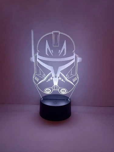Lampara Led 3d Stormtrooper Star Wars Negro Base Multicolor (led Cambia Color, Mostrado Verde)