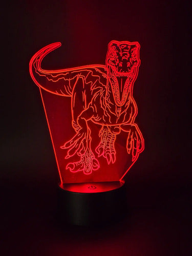 Lampara Led 3d Velociraptor Dinosaurio Luz Decoración