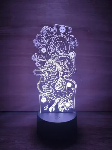 Lampara Led 3d Dragón Haku El Viaje De Chihiro Studio Ghibli