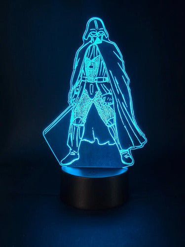 Lámpara Led Darth Vader Star Wars Luz Ilusión 3d Decoración Negro Verde