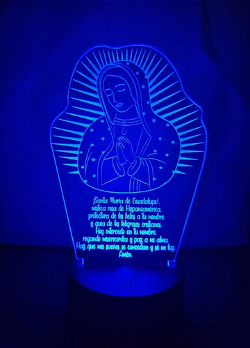 Virgen De Guadalupe Oración Lámpara Led Protección Fanart