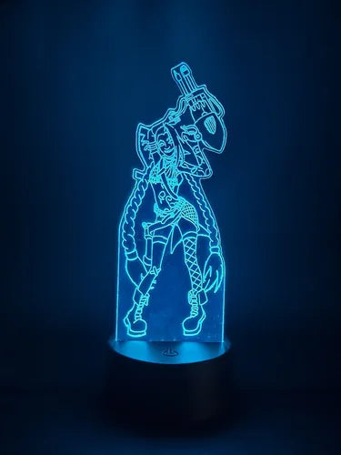 Jinx Arcane Lol Lámpara Led Fanart Game Decoracion