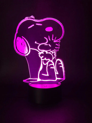 Lampara Led Ilusion 3d Snoopy Y Woodstock Decoracion
