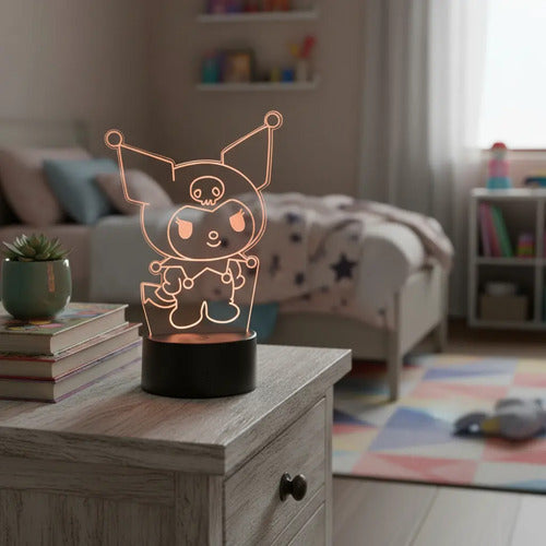 Lámpara Kuromi Hello Kitty Sanrio Led Decoración Fan Art