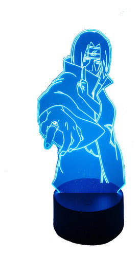 Itachi Uchiha Lampara Led Ilusión 3d Naruto Decoración Anime Base Negra