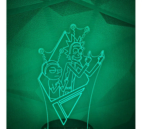 Rick Y Morty Saludo Marciano Lámpara Led Fanart Decorativo Negro