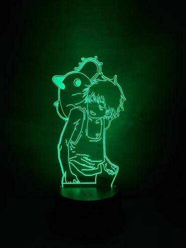 Chainsaw Man Motosierra Denji Pochita Lampara Led Ilusion 3d Negro