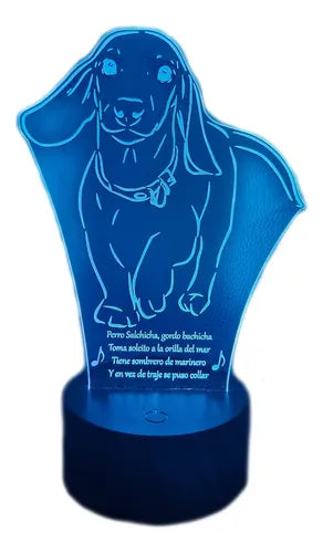 Perro Salchicha Gordo Bachicha Lampara Led Decoración