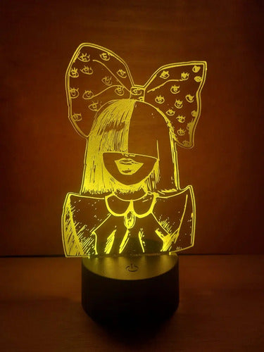 Sia Moño Lámpara Led Luz Ilusión 3d Decoración Cantante Negro
