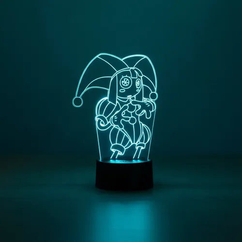 Pomni Lámpara Led Ilusión 3d El Asombroso Circo Digital Negro Transparente