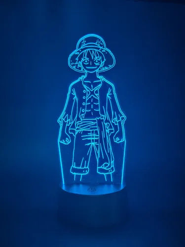 Luffy Lámpara Led Ilusión 3d One Piece Monkey D Luffy Fanart Negro