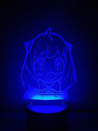 Anya Forger Spy X Family Lampara Led 3d Anime Decoración Negro