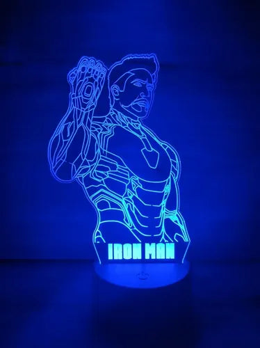Lampara Led Ilusión 3d Iron Man Tony Stark Decoración