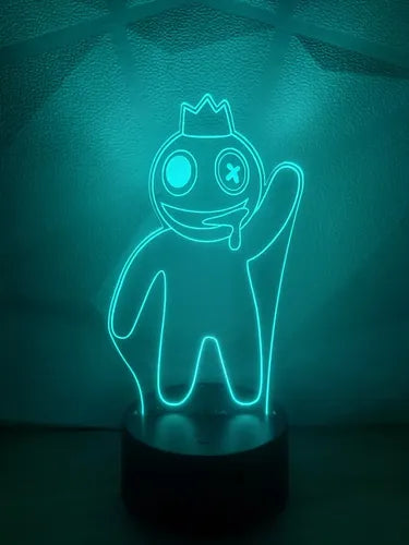 Blue Rainbow Friends Roblox Lámpara Led Ilusión 3d Fanart