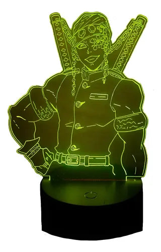 Uzui Tengen Lámpara Led Ilusión 3d Luz Demon Slayer Kny Negro