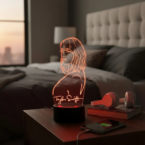 Taylor Swift Lampara Led 3d Cantante Decoración Fan Art