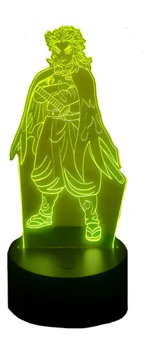 Rengoku Kyojuro Lámpara Led Ilusión 3d Luz Demon Slayer Kny Negro