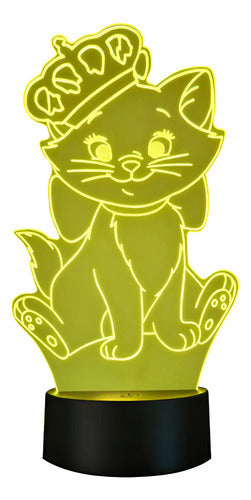Lámpara Led Marie Los Aristogatos Fan Art Decoración Gato Negro