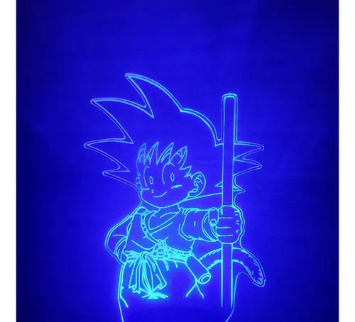 Lámpara Led Goku Baculo Niño Dragon Ball Fanart Decorativa