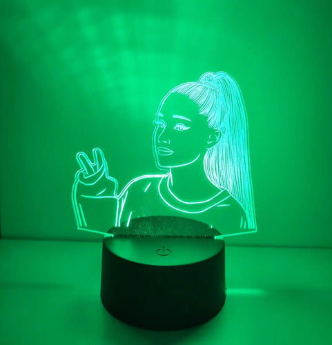 Ariana Grande Lampara Led Ilusión 3d Cantante Decoración Negra
