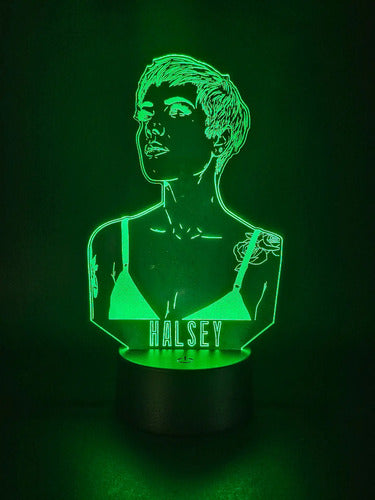 Halsey Lámpara Led Ilusión 3d Fanart Cantante Negro