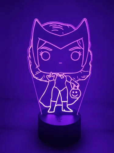 Wanda Bruja Marvel Funko Lampara Led Ilusion 3d Fanart Negra