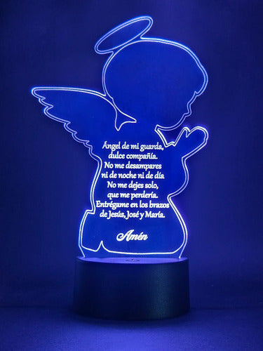 Ángel De La Guarda Oración Niños Lámpara Led Protección