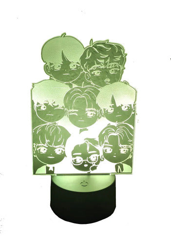 Ateez Chibi Lampara Led Ilusión 3d Grupo Kpop Decoración Negra