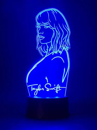 Taylor Swift Lampara Led 3d Fanart Cantante Decoración Negro