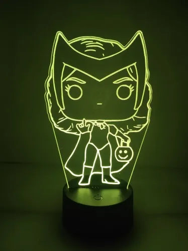 Wanda Bruja Marvel Funko Lampara Led Ilusion 3d Fanart Negra