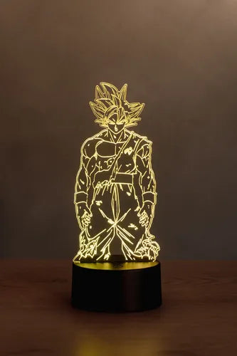 Goku Ultra Instinto Lámpara De Mesa Led Ilusión 3d Negro Transparente