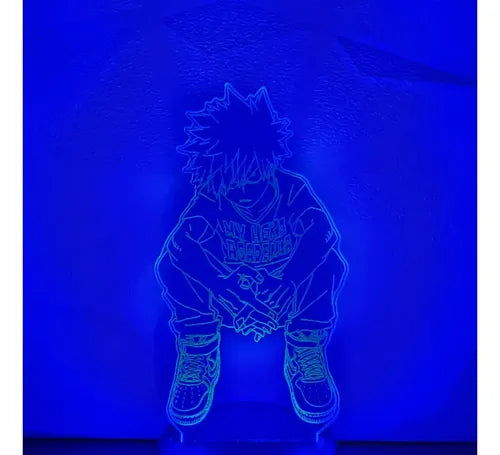 Bakugo Sentado Boku No Hero Lámpara Led Ilusión 3d Fanart
