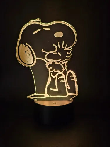 Lampara Led Ilusion 3d Snoopy Y Woodstock Decoracion