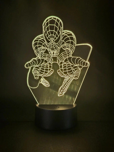 Spiderman Lampara Led Ilusión 3d Marvel Comics Decoracion