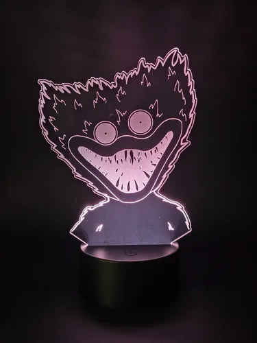 Poppy Playtime Huggy Wuggy Lampara Led Ilusión 3d Decoración Negra