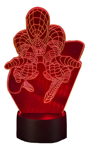 Spiderman Lampara Led Ilusión 3d Marvel Comics Decoracion