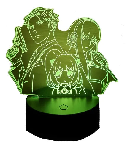 Spy X Family Lampara Led 3d Anime Loid Anya Yor Forger Negro