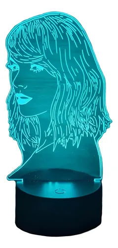 Lampara Led Taylor Swift Art Line Cantante Decoración Pop Negro