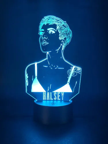 Halsey Lámpara Led Ilusión 3d Fanart Cantante Negro