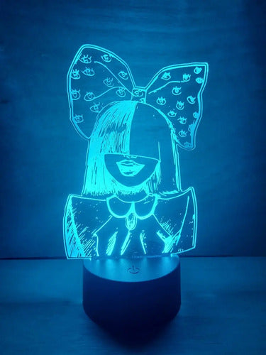 Sia Moño Lámpara Led Luz Ilusión 3d Decoración Cantante Negro