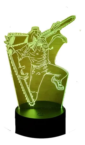 Chainsaw Man Denji Motosierra Lampara Led Ilusion 3d Anime Negro