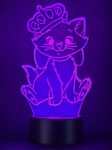 Lámpara Led Marie Los Aristogatos Fan Art Decoración Gato Negro