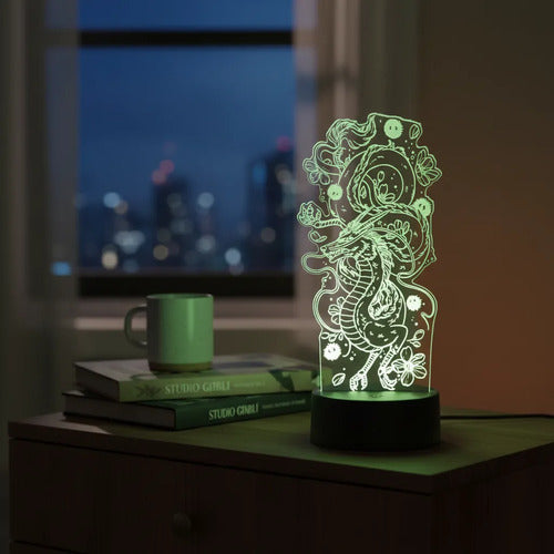 Lampara Led 3d Dragón Haku El Viaje De Chihiro Studio Ghibli